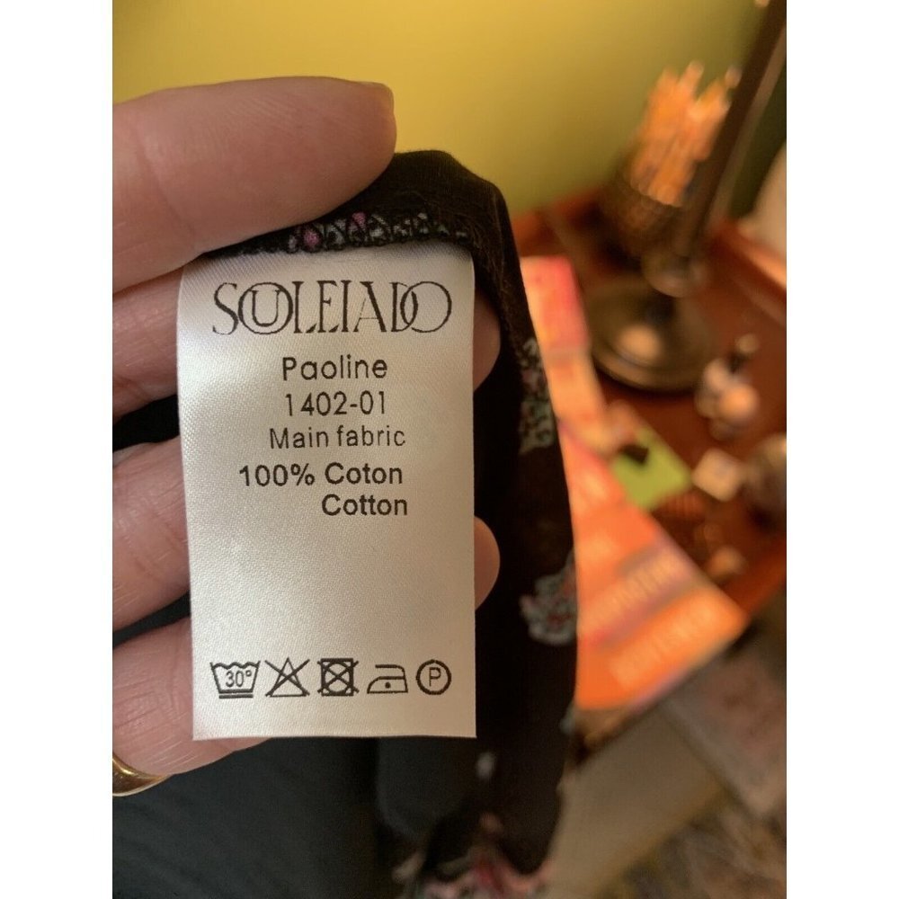 Soleiado Paris NWT Womens Black Paoline Pompadour Wrap S/S Dress EU 44 L US14 - Picture 13 of 16
